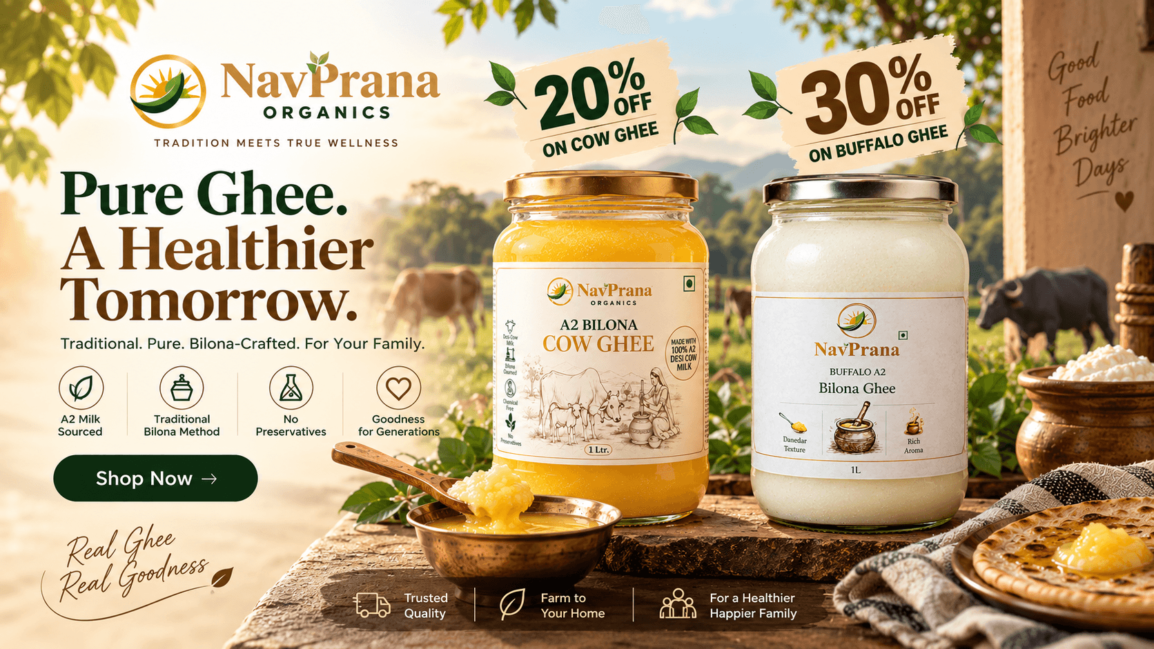 NavPrana Organics Pure Desi Bilona Ghee — Best Organic Buffalo Ghee in India