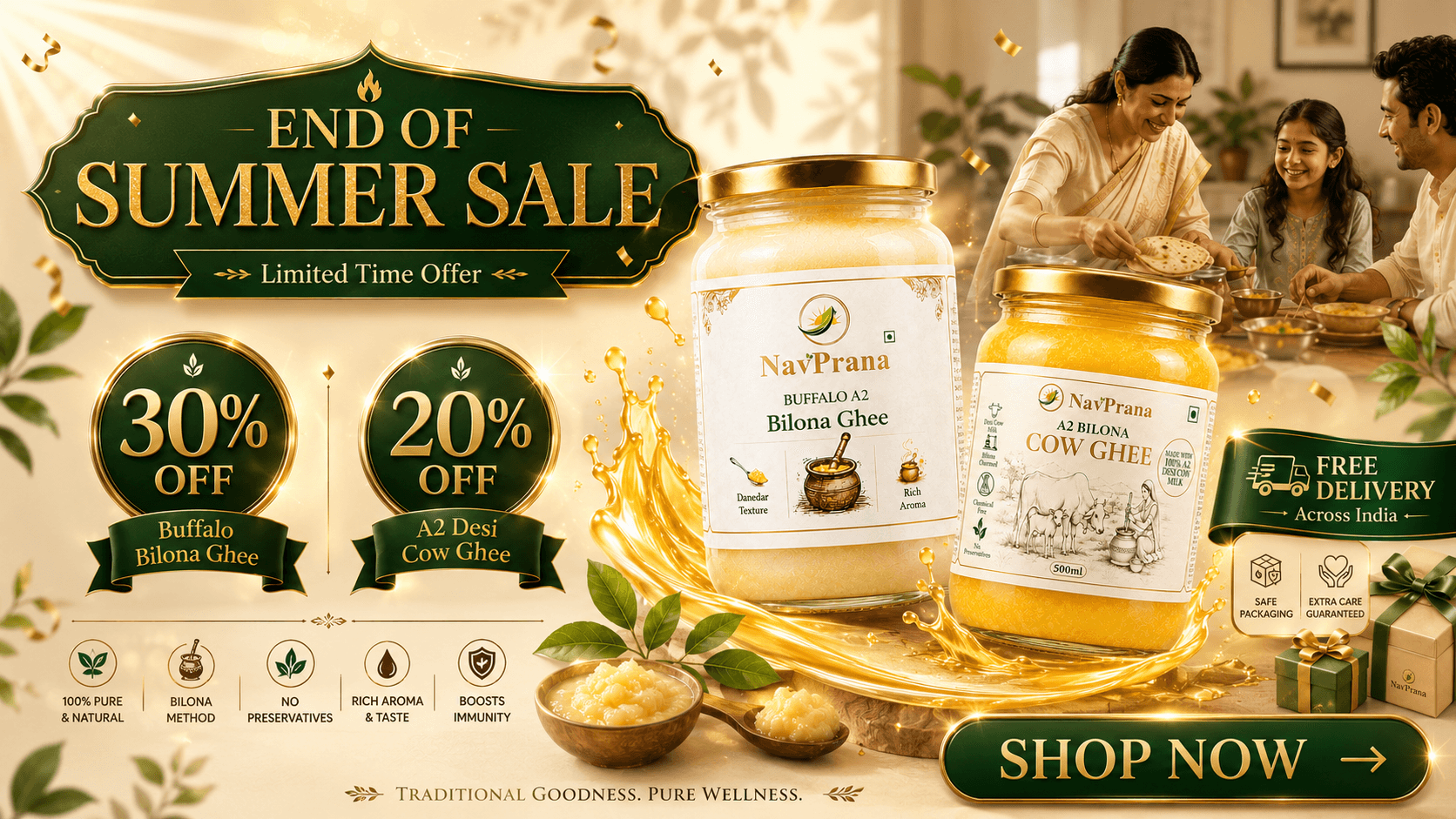 NavPrana Organics - Limited Time Offer - Buy 100% Organic Bilona Ghee Online